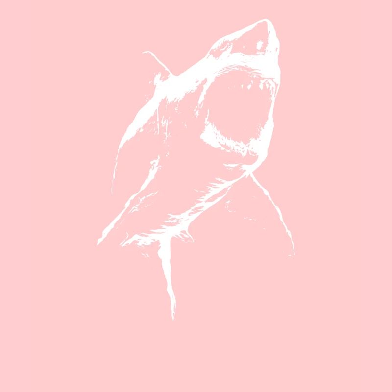 Requin géant menaçant – Silhouette noire et blanche