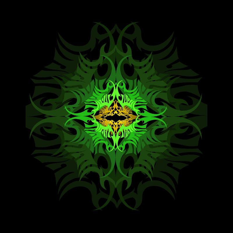 Psychedelic Mandala Pattern Green Goa Psytrance