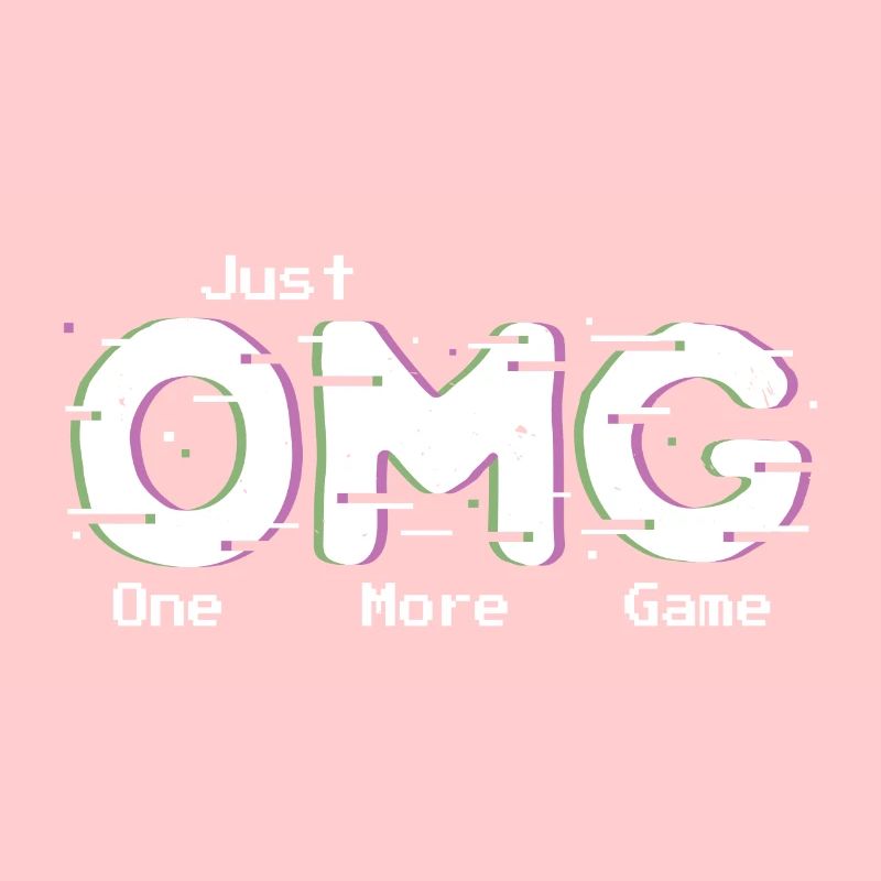 OMG One More Game Pixelated Arcade Acronym