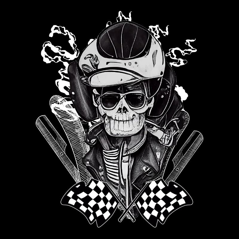 Dark Biker Skull Rockabilly Greaser 50s Ästhetik