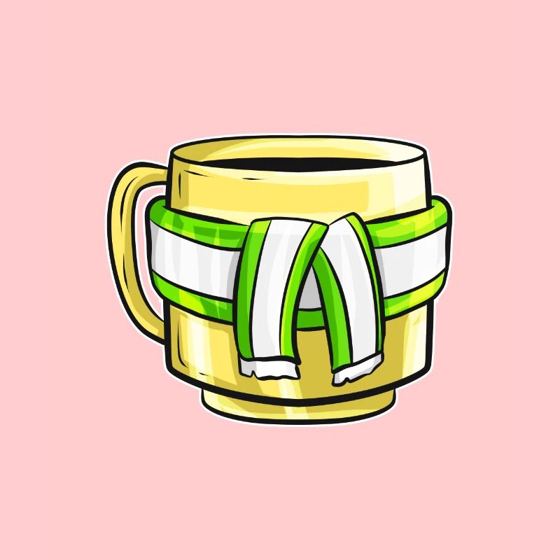 Gobelet d'automne avec écharpe à rayures blanches vertes pour