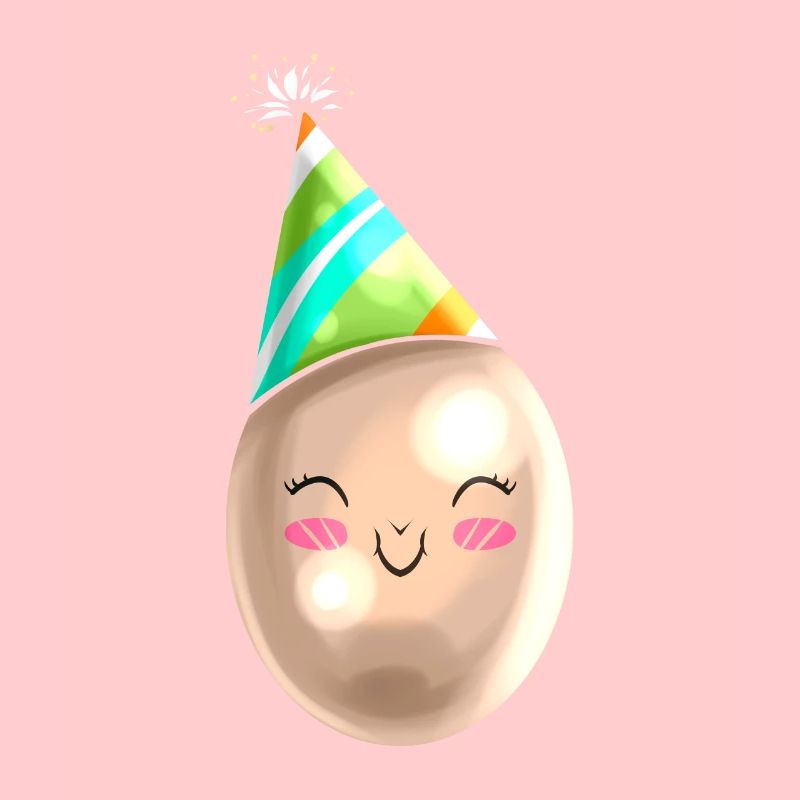 Funny Painted Egg With Party Hat Cone For Easter