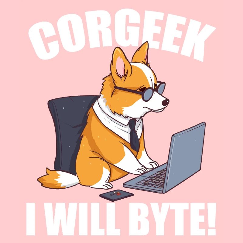 Corgi with glasses I Will Byte computer geek Corgeek