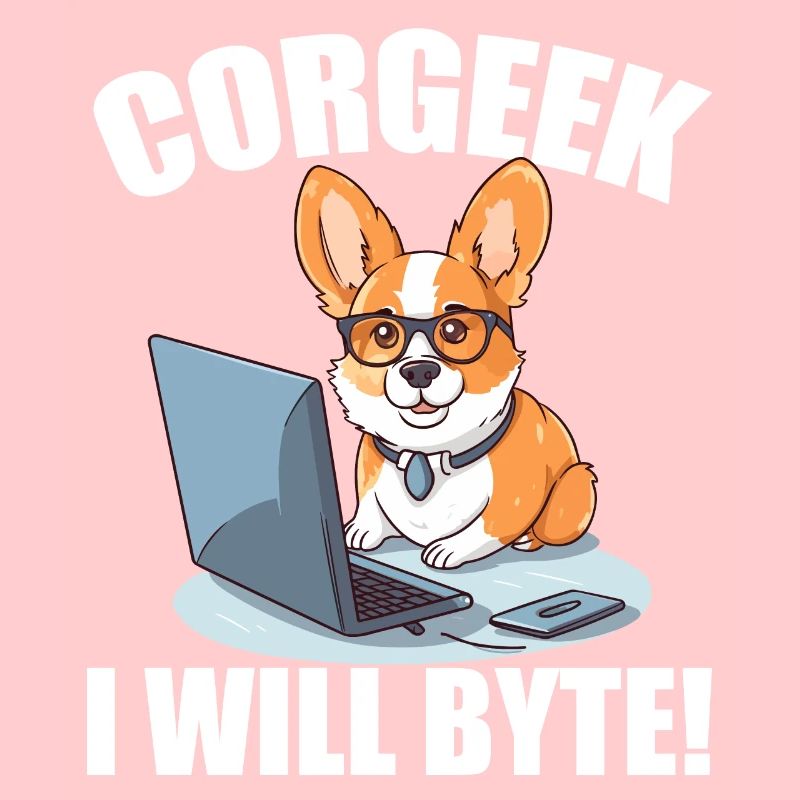 Corgi with glasses I Will Byte computer geek Corgeek