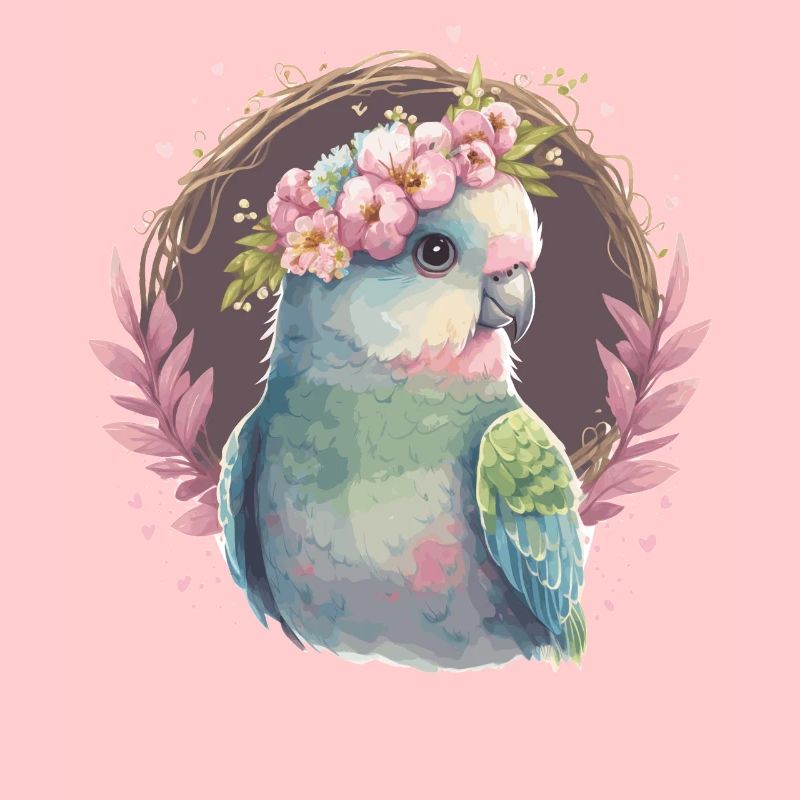 Mignon Perruche Oiseau Fleur Couronne Oiseaux de compagnie
