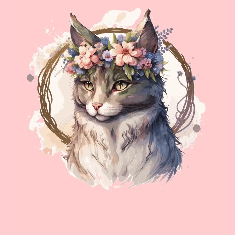 Mignon Manx Cat Fleur Crown Cats Chaton de compagnie