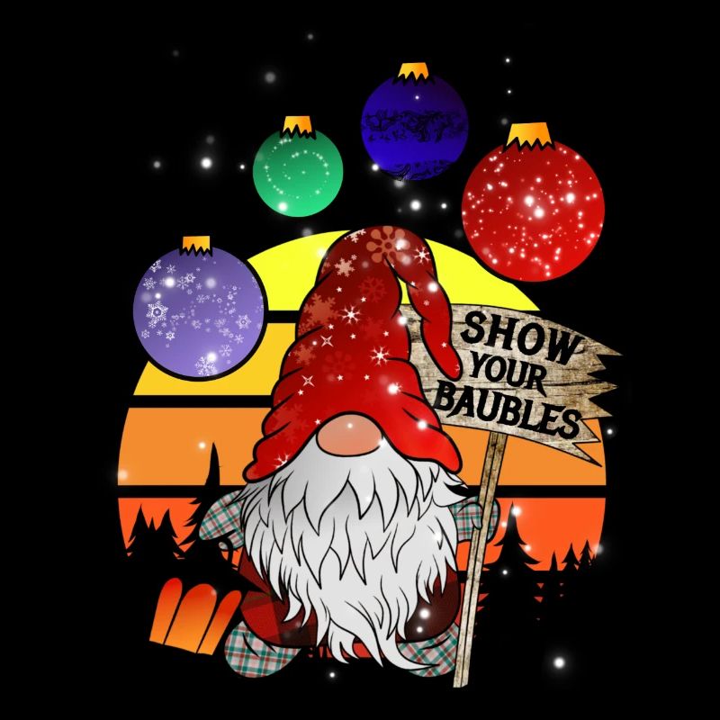 Weihnachts Wichtel mit Christbaum Kugeln