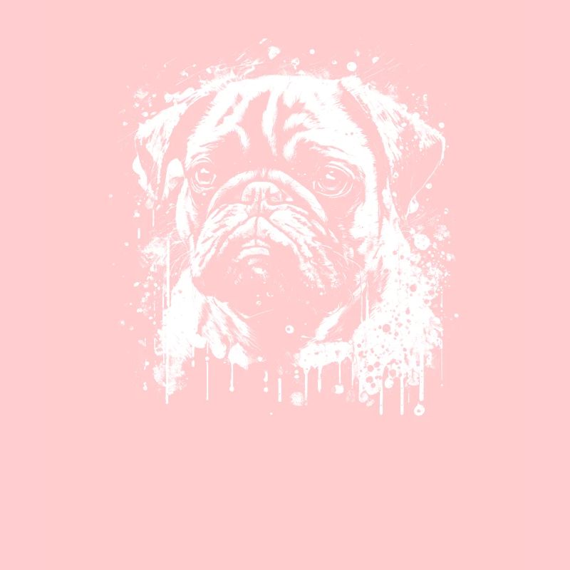 Pug stencil design white and black