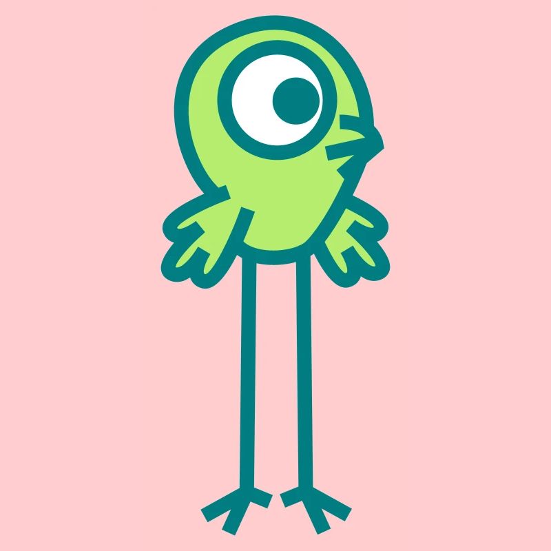 Ein einäugiger Vogel mit langen Beinen von