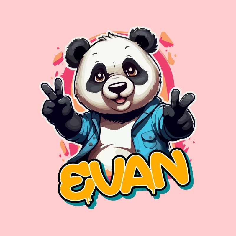 EVAN - Beautiful boy name with cool panda