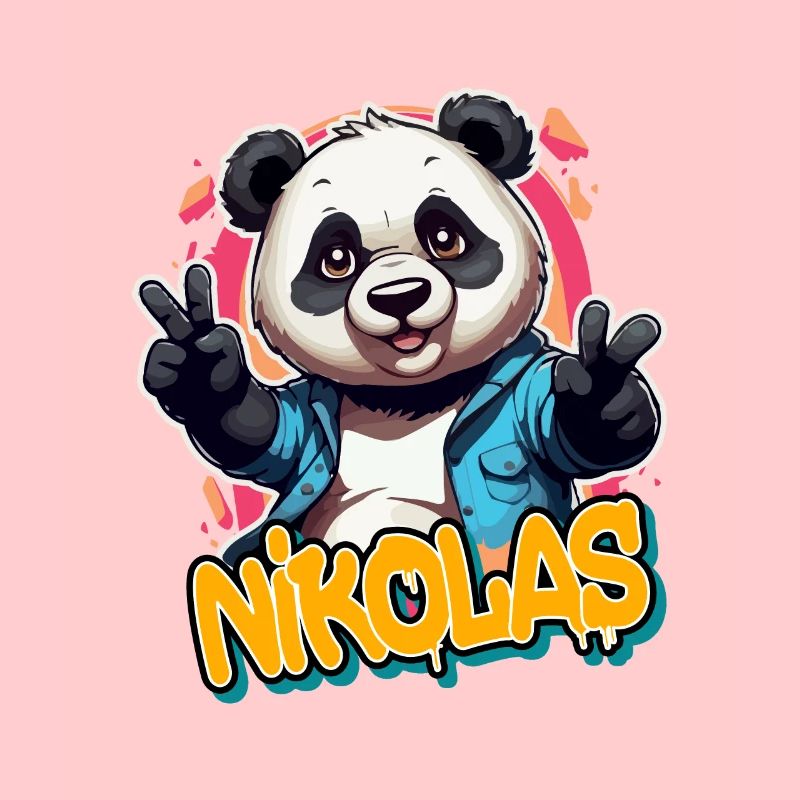 NIKOLAS - Beau prénom de garçon avec un panda cool