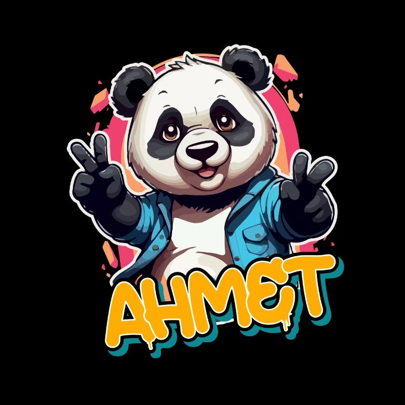AHMET - Beau nom de garçon avec Panda cool