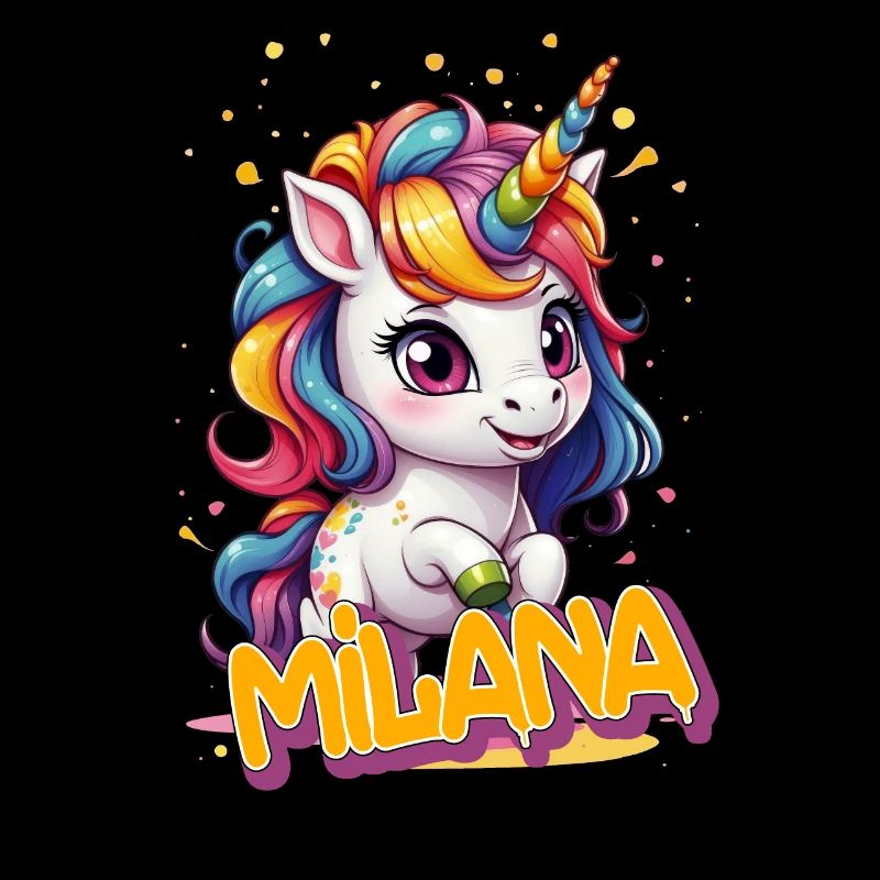 MILANA - Schöner Mädchen Name mit süßem Einhorn