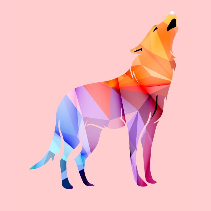 Heulender Polygon Wolf