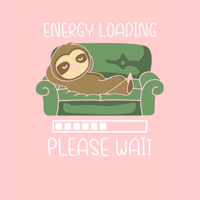 Energy Loading Please Wait Faultier auf Couch Sofa