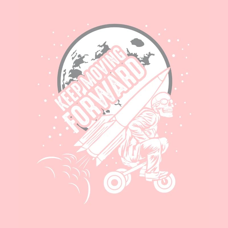 Keep Moving Forward Rocket Tricycle Skeleton Skull