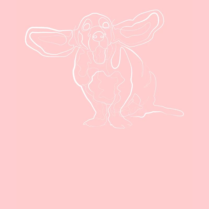 Chien avec de grandes oreilles - one line drawing