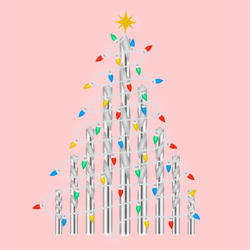 Weihnachtsbaum Handwerker Bohrer Bauarbeiter DIY