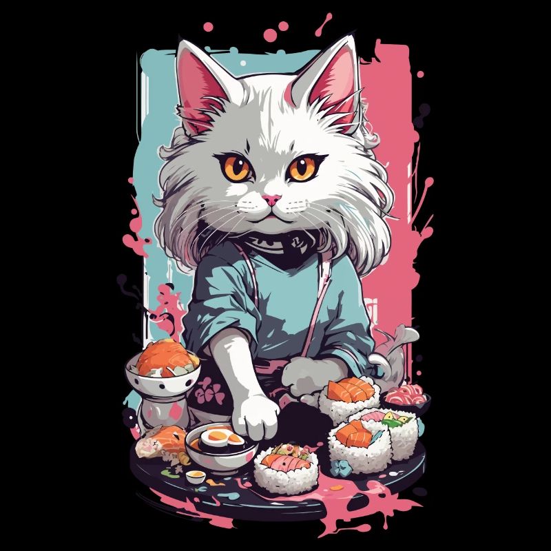 Cat Sushi Master Pastel Lover Design