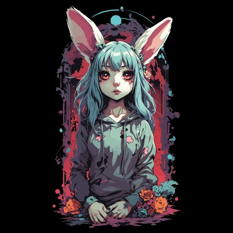 Goth Kemonomimi Bunny Anime Vaporwave Design