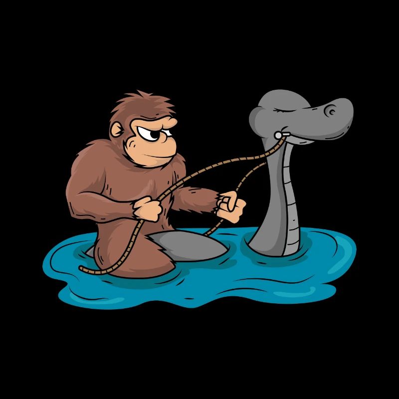 Bigfoot monte le cadeau Nessie Loch Ness Sasquatch