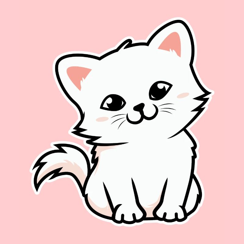 Dessin Animé Chat Chat Blanc Illustration