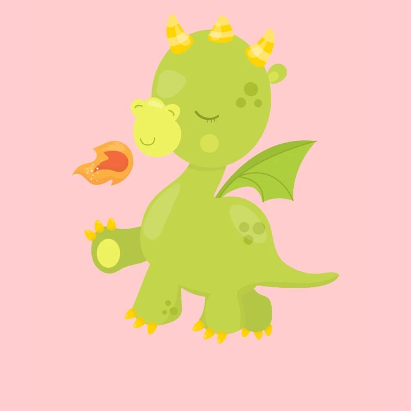 Dragon De Conte De Fées Mignon Bébé Dragon Breathing Fire
