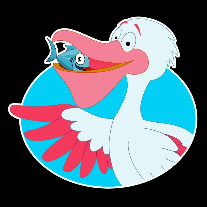 Fish pelican bird cartoon comic gift