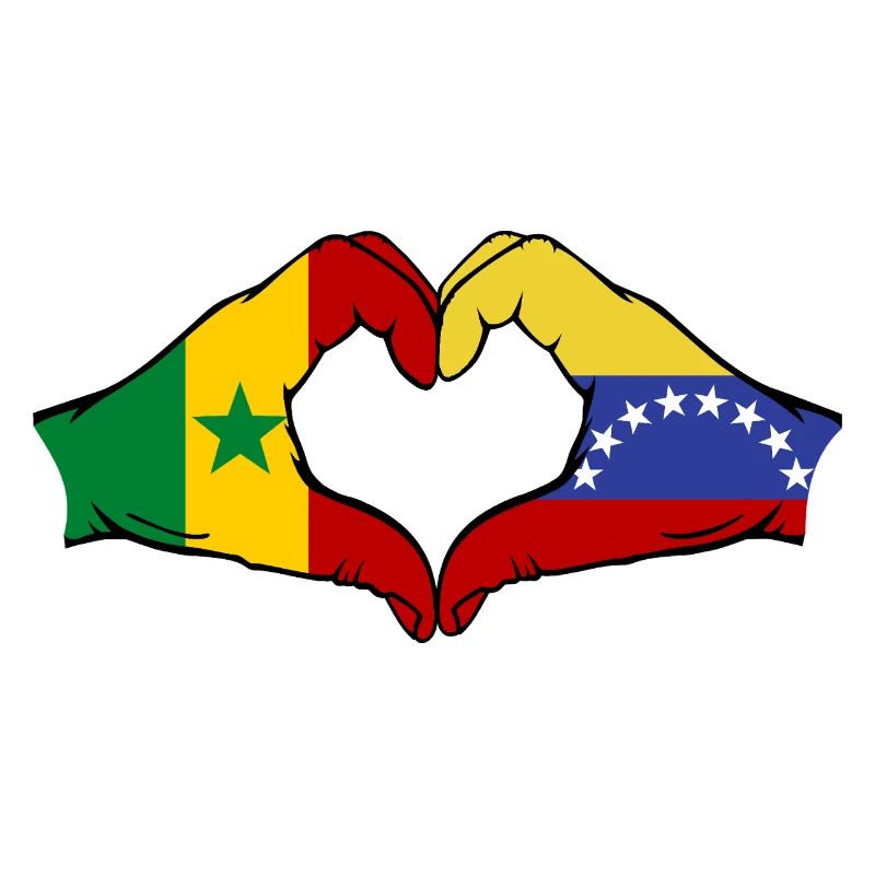 Sénégal Venezuela drapeau mains forme de coeur utilisé