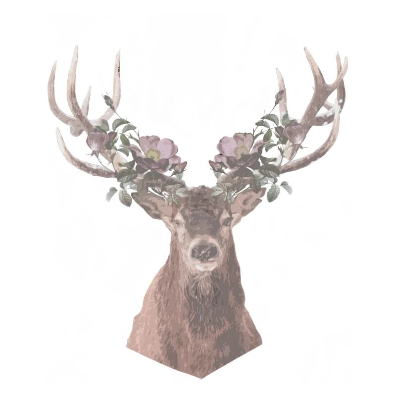 Cerf avec des fleurs
