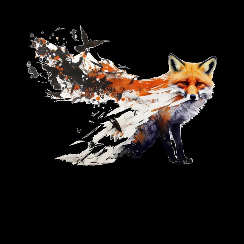 Fuchs Vogel Kunst Bunt Waldtiere Rotfuchs Geschenk