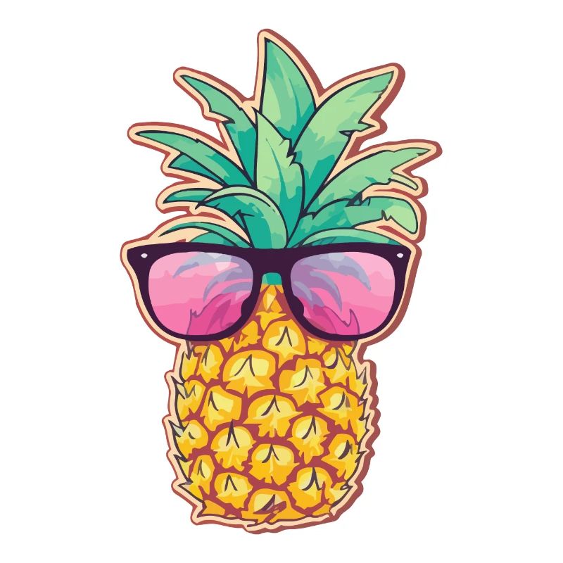 Cool pineapple with sunglasses - summer design