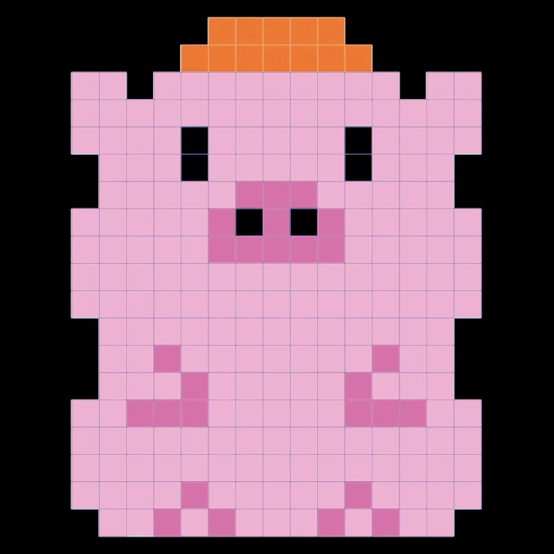 Un petit cochon avec un capuchon pixélisé