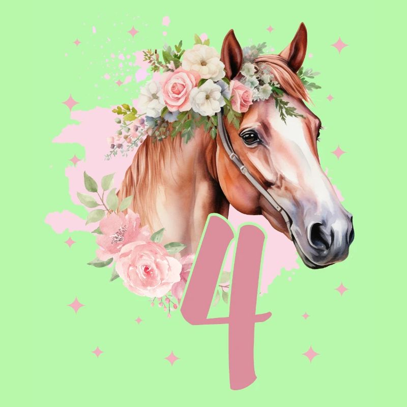 Geburtstag 4 Mädchen Pferd Reiten Stall Vier 4 Jah
