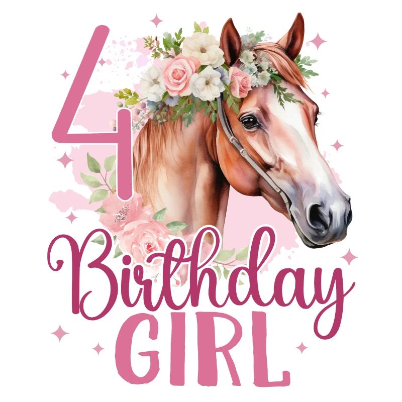 Geburtstag 4 Mädchen Pferd Reiten Stall Vier 4 Jah