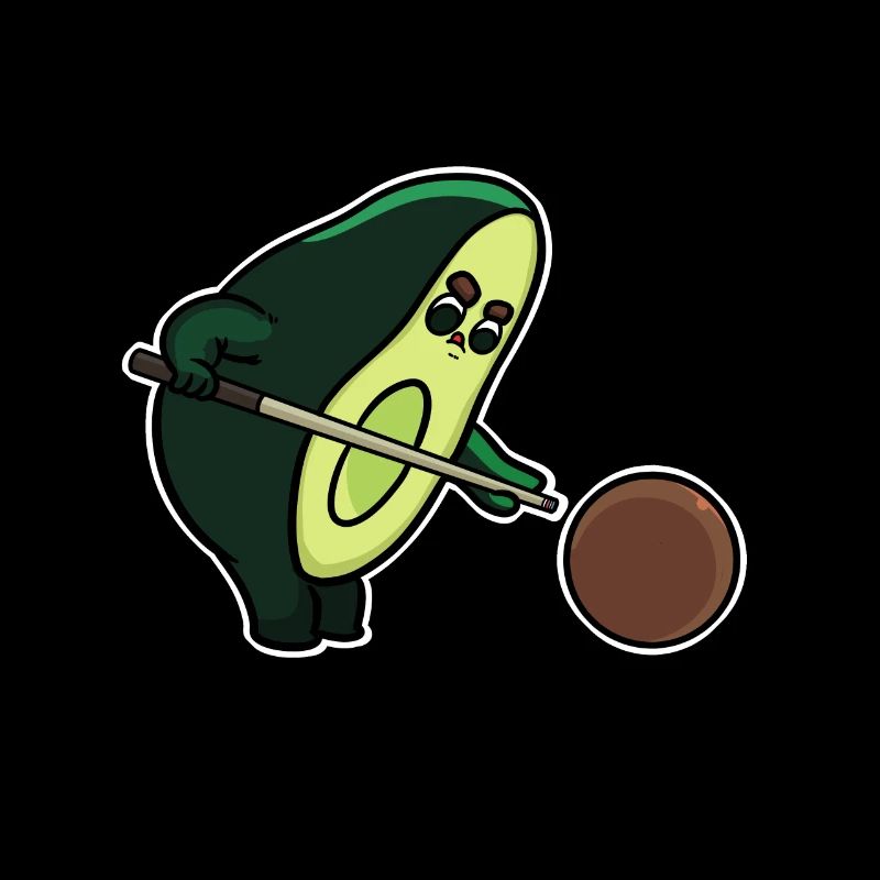 Billiards avocado with racket & ball as a gift