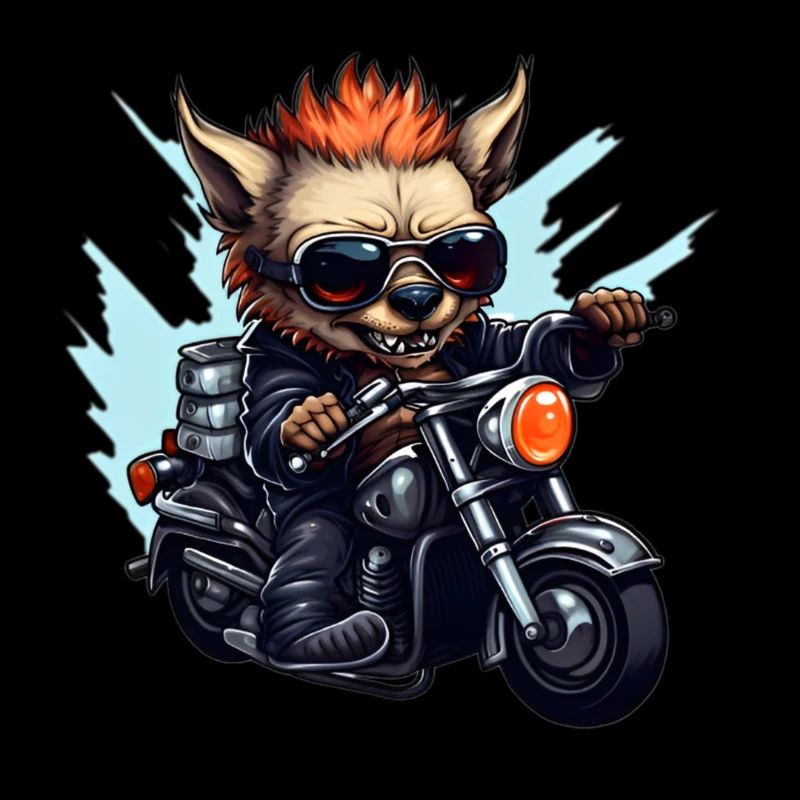 Biker Hyäne auf ihrem Motorrad