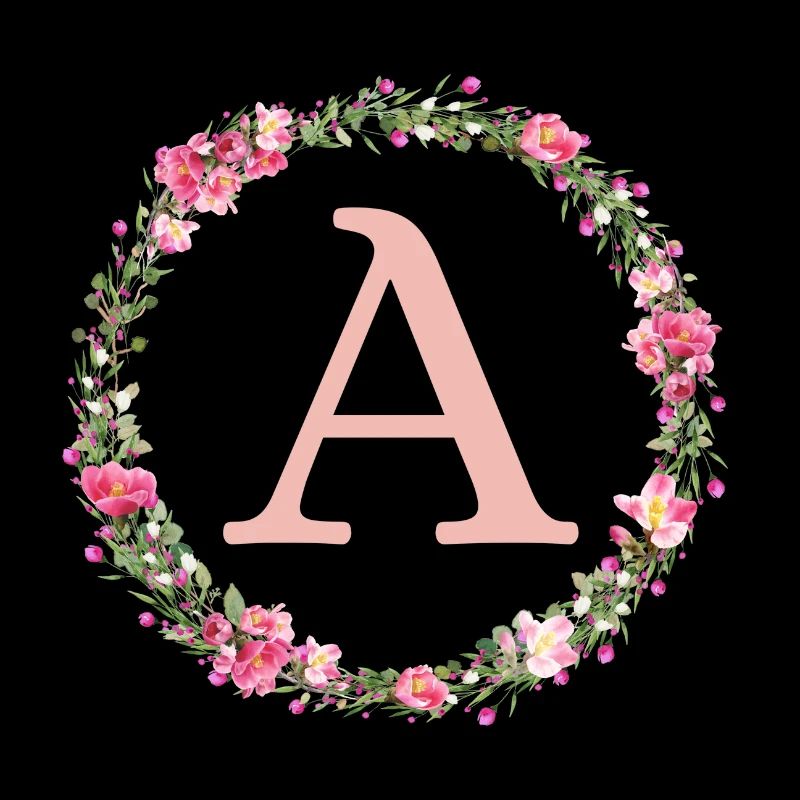 A Monogramm, Blumen-Kranz, personalisierbar