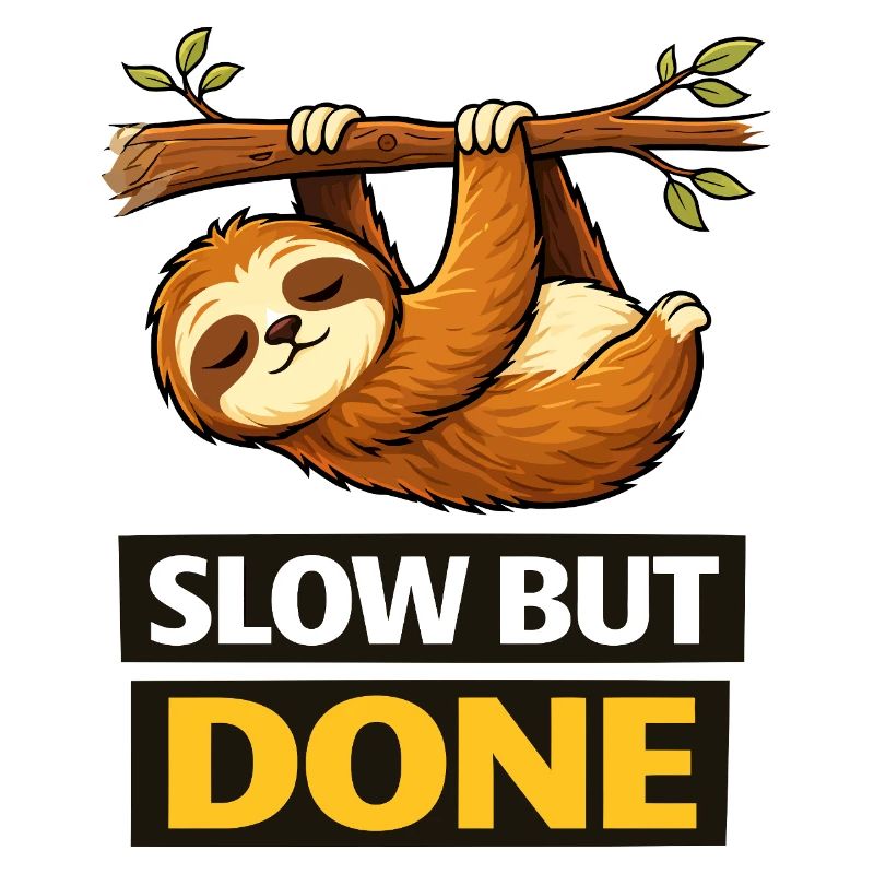 Slow But Done Sloth Illustration