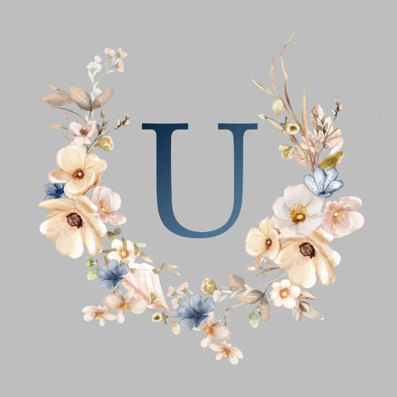 U Monogram, Floral, Boho