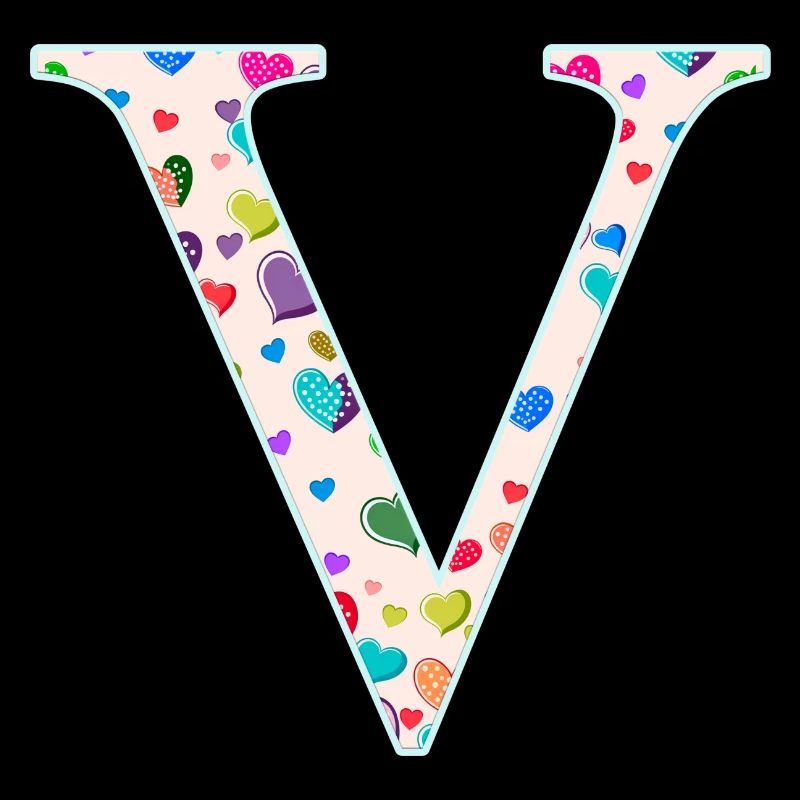 Customizable Monogram V Heart Pattern