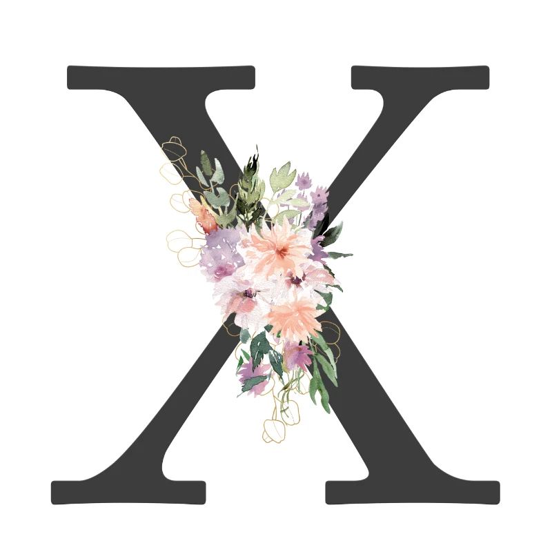 Lettre X, Monogramme, Fleurs