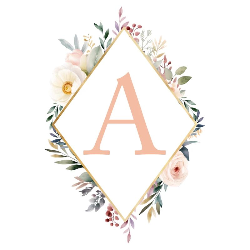 A Monogram, Floral, Boho