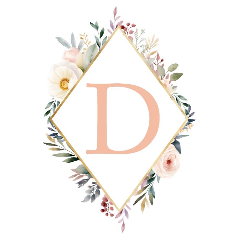 D Monogram, Floral, Boho