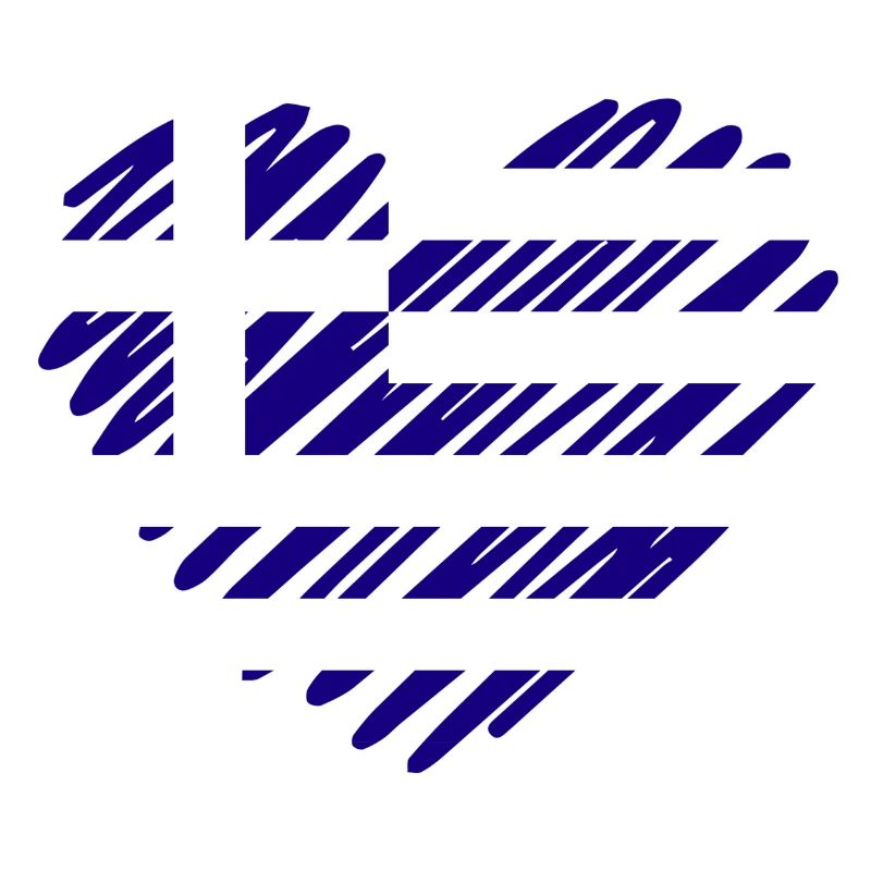 Conception du drapeau grec en forme de coeur