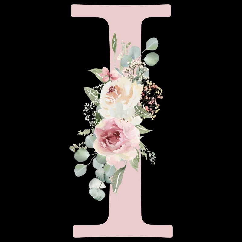 I| Monogramme | Eucalyptus Pastel Fleur Bleu