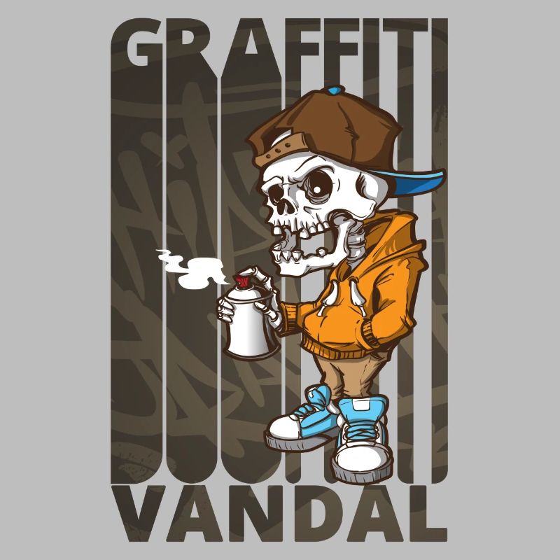 Cool Funny Graffiti Vandal.Graffiti Art. Skeleton