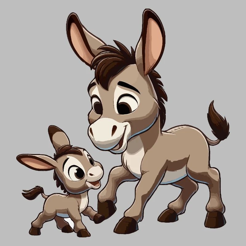 Eselmutter mit Kind grau