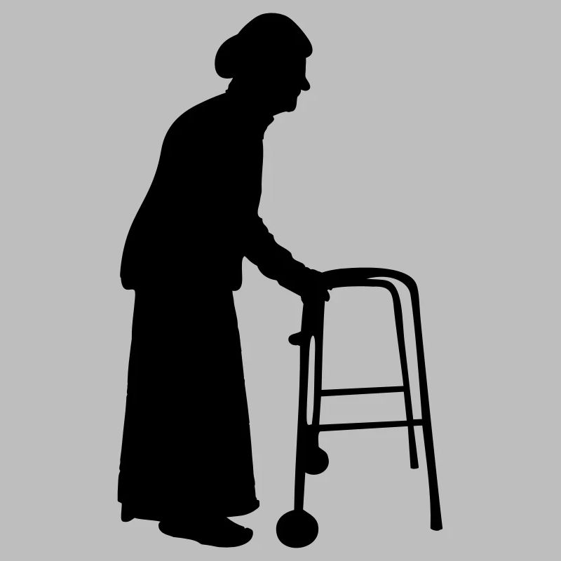 Grand-mère avec canne bâton de marche aller Bock