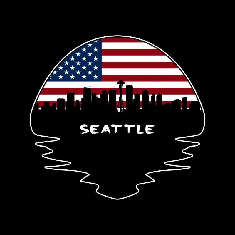 Seattle Washington Drapeau des États-Unis Skyline Silhouette Tra